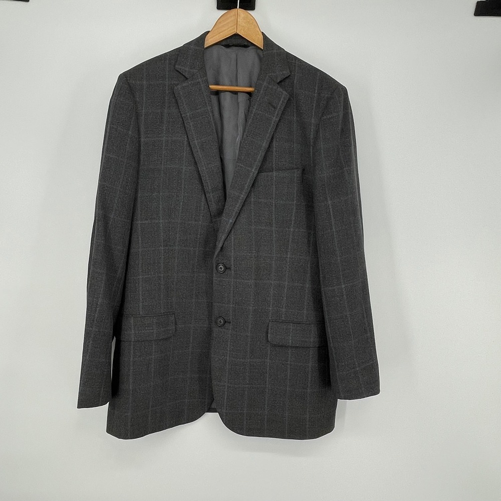 Brooks Brothers Fitzgerald Reda Wool Gray Plaid Sport Coat Blazer 42R‎
